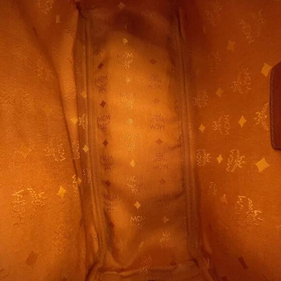 MCM Vintage Visetos Monogram Canvas Toiletry Barrel Bag Nappa Leather Trim - Picture 14 of 16